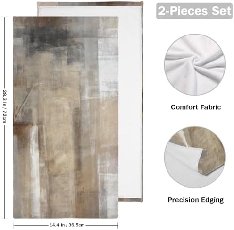 Taupe Grey Brown Hand Towels Set of 2 for Bathroom and Kitchen