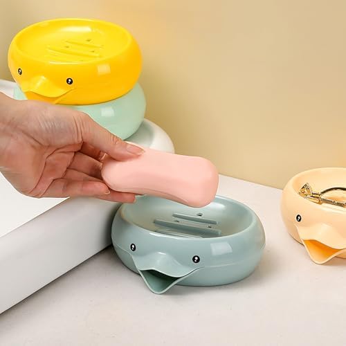 YAMSLAM Self-Draining Soap Dish Duck Shape Double Layer
