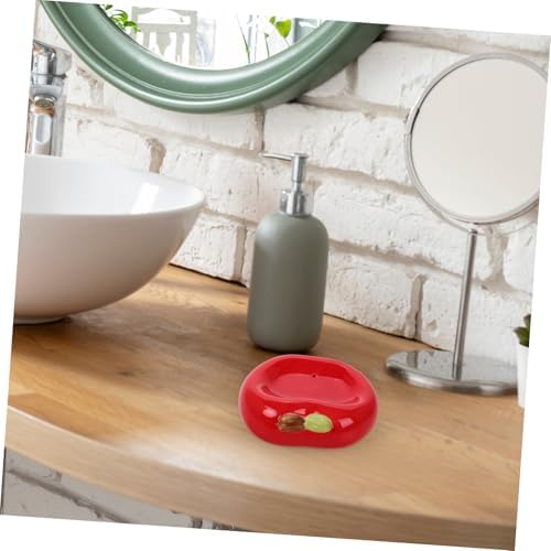 Ceramic Apple Soap Holder with Drainage Tray