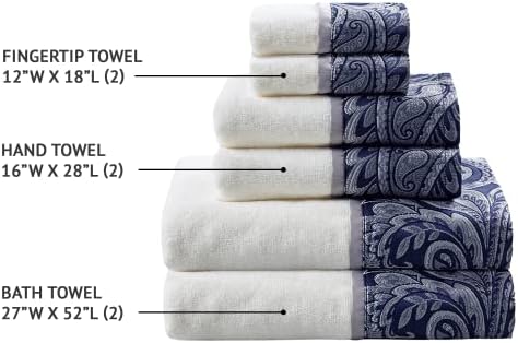 Madison Park Aubrey 6 Piece Cotton Towel Set with Paisley Design