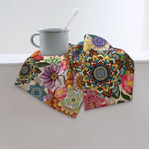 HIKENVIU Boho Floral Hand Towels Set of 2