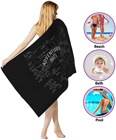 National Park Map Beach Towel - 59 Parks Microfiber Sand Free Travel Towel