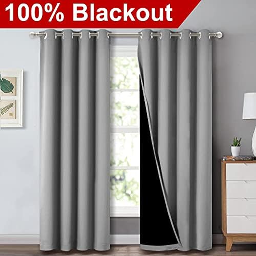 NICETOWN Full Shade Curtain Panels - Silver Grey 52 x 84 Inch 2 Panels