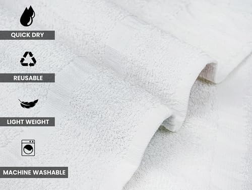 ZUPERIA White Hand Towels - 100 Cotton Pack of 36