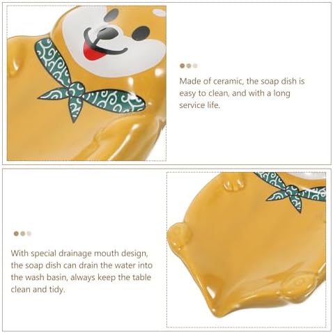 ABOOFAN Cute Dog Shape Ceramic Soap Dish Holder