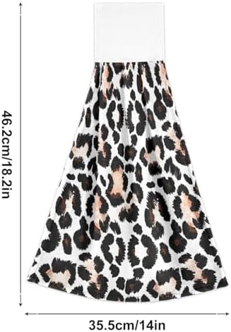 RPLIFE Bath Towels with Loops Set of 2 Black White Leopard Print