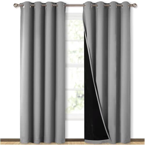 NICETOWN Full Shade Curtain Panels - Silver Grey 52 x 84 Inch 2 Panels