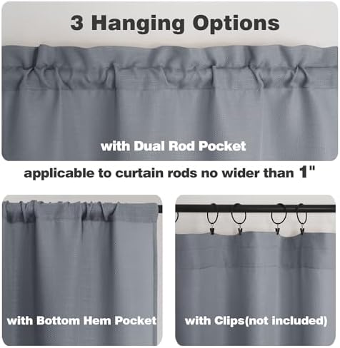Chyhomenyc Dark Grey Faux Linen Curtains 30x30 2PCS