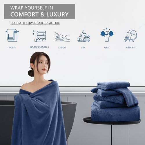 MAGGEA 4-Piece Extra Large Bath Sheet Set - 35x70 Inch Ultra Soft Towels