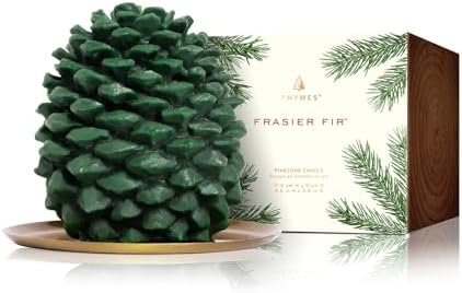 Thymes Frasier Fir Pinecone Candle - Green Pillar