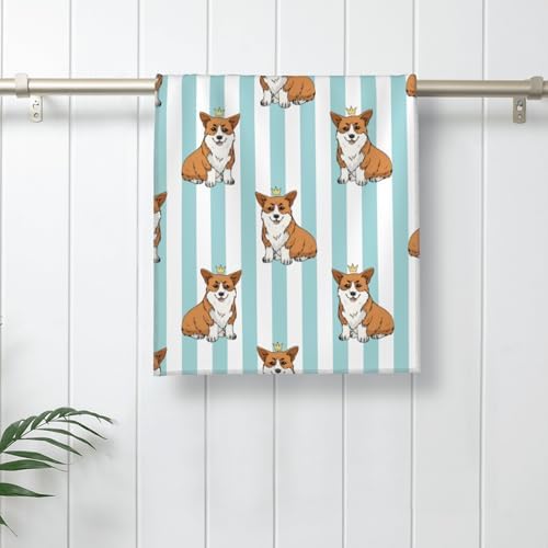 HIKENVIU Corgi Dog Bath Towels Set of 2 14x28 Inch