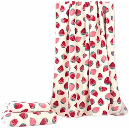 Cute Strawberry Print Bath Towels Set for Kids Adults