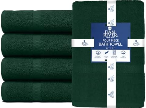 DAN RIVER 100 Cotton Bath Towels 27x54 inches Pack of 4 Hunter Green