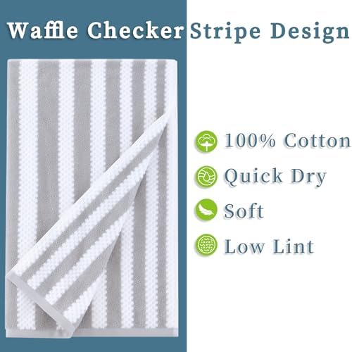 VOOVA MOVAS 6PCS Grey Striped Waffle Towel Set 1