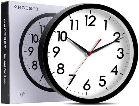 AKCISOT Wall Clock 10 Inch Silent Non-Ticking Modern Design Clock