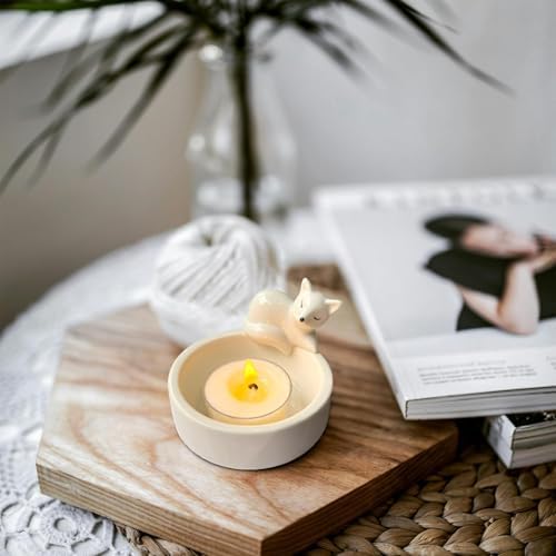Fox Candle Holder Set with Scented Candle and Keychain