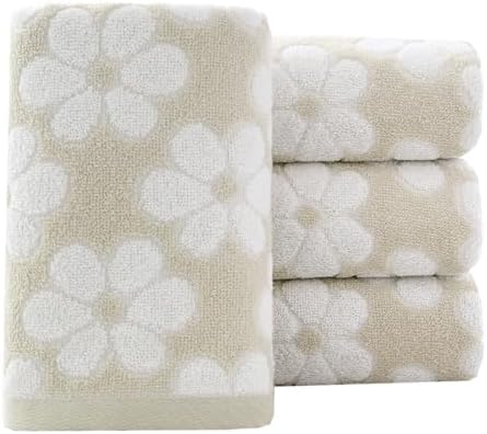 Pidada Hand Towels Set of 4 Brown Floral Pattern