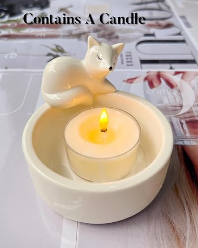 Fox Candle Holder Set with Scented Candle and Keychain