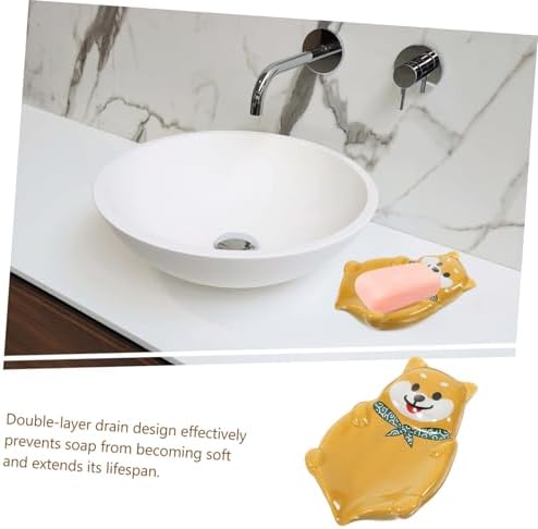 LIFKOME Dog Shaped Ceramic Soap Dish Holder