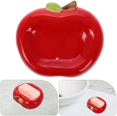 Ceramic Apple Soap Holder with Drainage Tray 1
