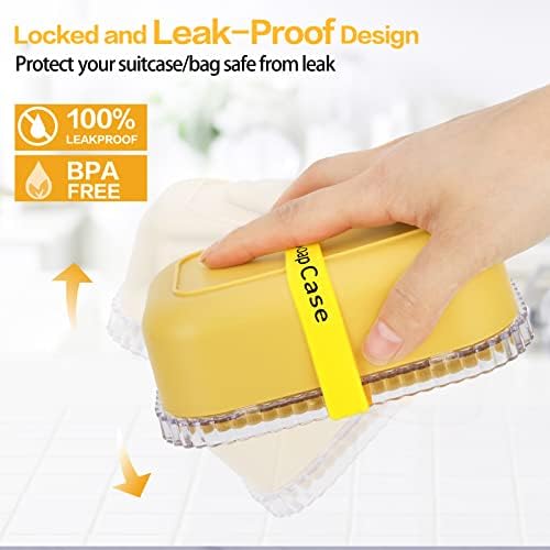 Travel Soap Holder with Leak Proof Lid and Silicone Band