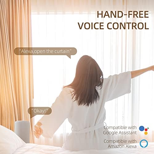 HOMCOM Smart Curtain Opener with Adjustable Track and Voice Control