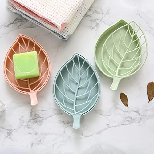 2Pcs Plastic Soap Dish with Drain Blue