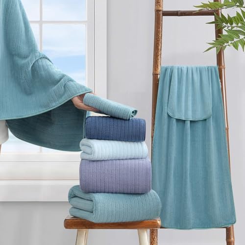 18 Piece Soft Turquoise Bath Towel Set