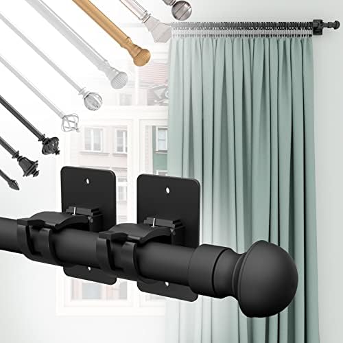 8 Pieces Self Adhesive Curtain Rod Brackets Black