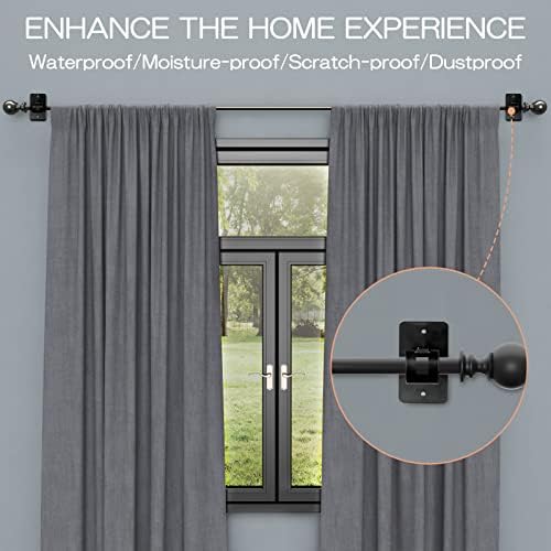 6 PCS Universal Curtain Rod Bracket Holder with 3M Adhesive Black