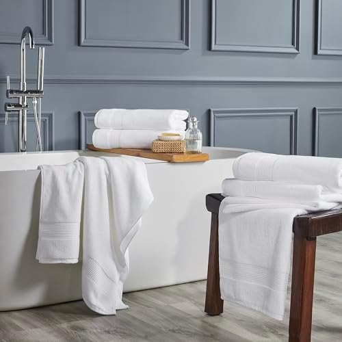 Modern Threads 6-Pack Bath Towel Set 100 Ring Spun Cotton 30x60 White