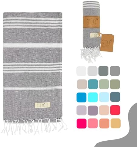 Yazz Turkish Cotton Beach Towel 39x71 in - Anthracite