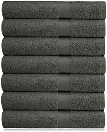 COTTON CRAFT Simplicity Bath Towels Set - 7 Pack Charcoal