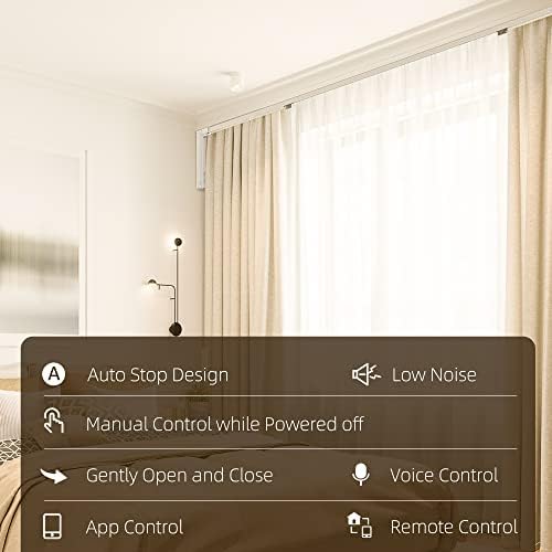 HOMCOM Smart Curtain Opener with Adjustable Track and Voice Control