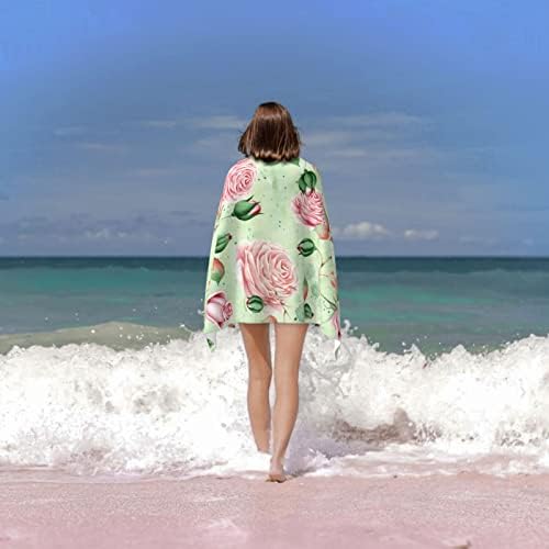 Pretty Pink and Green Floral Beach Towels for Kids Adults