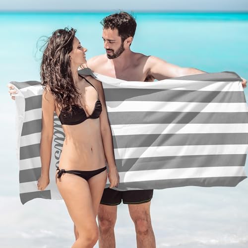 Personalized Beach Towel - Quick Dry Microfiber with Name 60 X 30 Inch