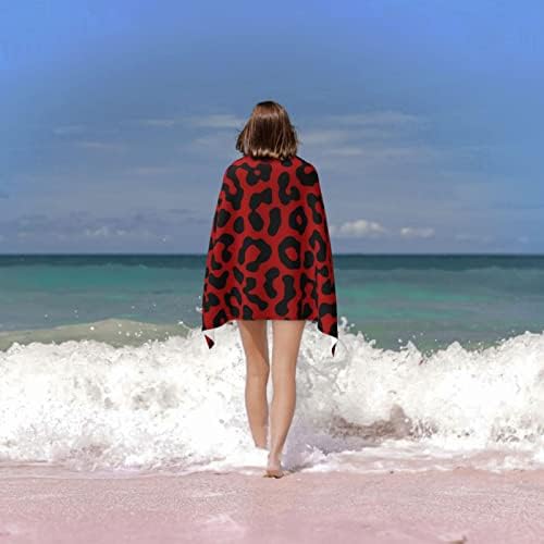 Red Black Leopard Print Beach Towel Oversized