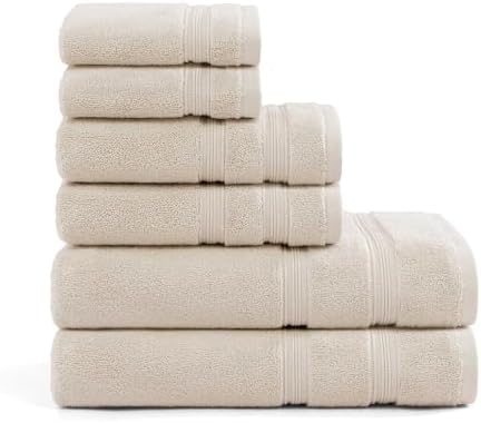 Tommy Hilfiger Bath Towels 6-Pack Solid Beige