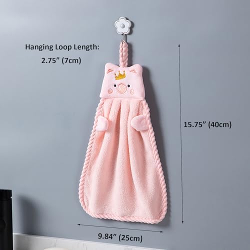 Cute Animal Hand Towels with Hanging Loops 2 Pack