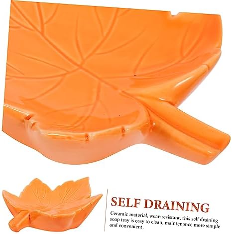 Ciieeo Leaf Shape Soap Dish Ceramic Maple Elegant Holder