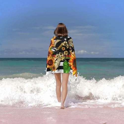 TUIEOMSE American Flag Beach Towel - Soft Fluffy Vibrant