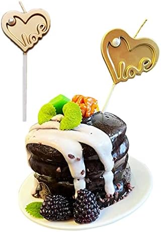 Gold-Plated Love Heart Candles for Cakes and Parties