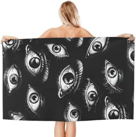 Cool Eye Black Beach Towel 32x52in Microfiber 1