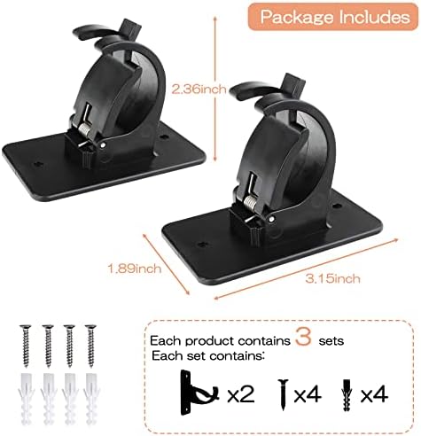 6 PCS Universal Curtain Rod Bracket Holder with 3M Adhesive Black