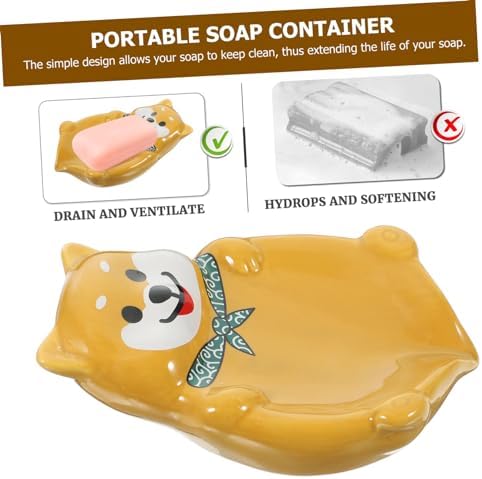 GLEAVI Adorable Dog Ceramic Soap Dish Holder