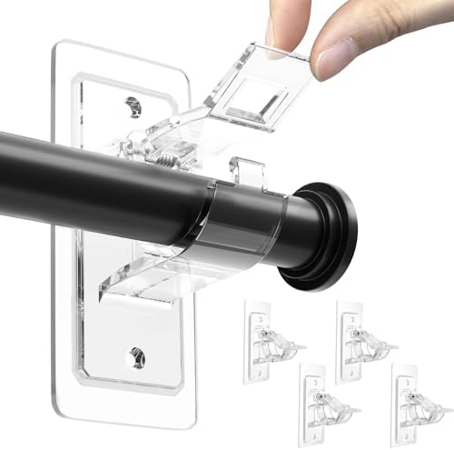 ANDGOO 4 Pack No Drill Curtain Rod Holders with 17 lbs Capacity