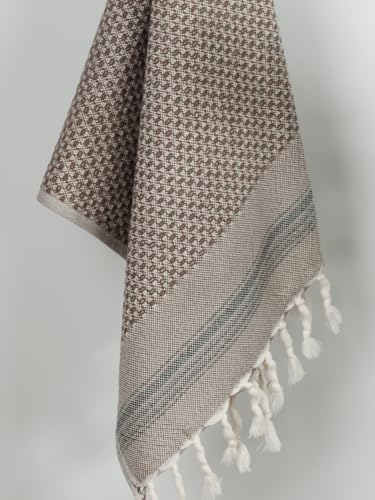 DEMMEX Set of 2 Micro Waffle Hand Towels - Brown