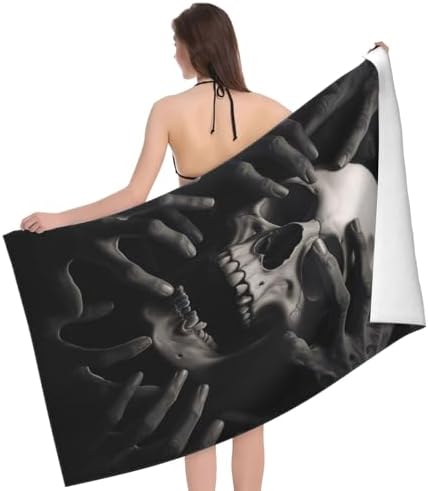 VANZEV Black Skull Beach Towel - 52x32 Ultra Absorbent Quick Dry Soft