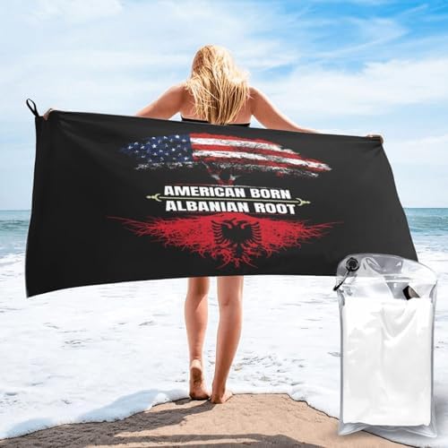 Albanian Flag Beach Towel for Men Women 1
