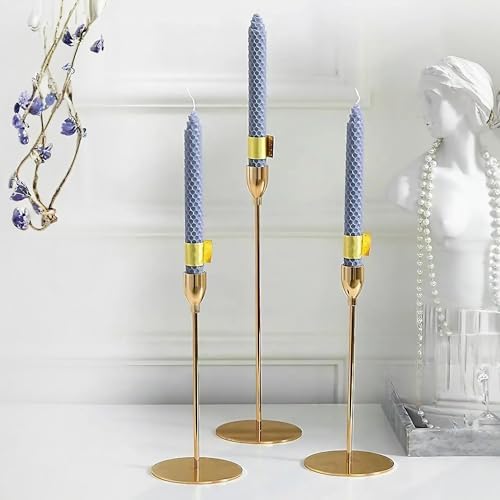 Gold Candle Holder Set of 3 for Home Decor